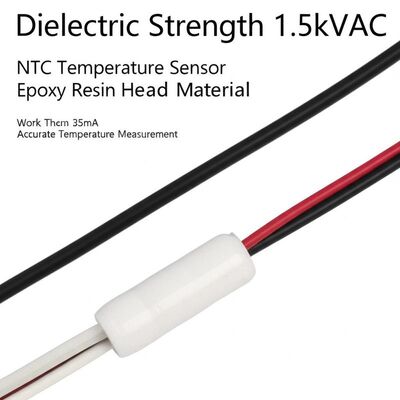 Dielectric Strength 1.5kVAC NTC Temperature Sensor Epoxy Resin Head Material Work Current Less Than 35mA Accurate Temperature Measurement